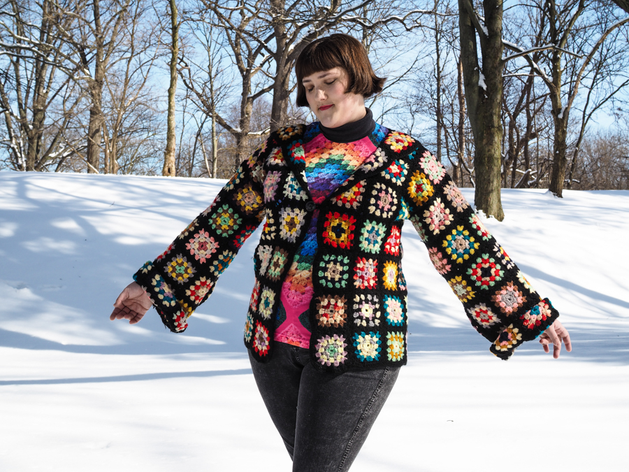THNLife Upcycled Granny Square Cardigan Ashley Zhong